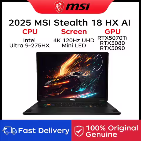 2025 MSI Stealth 18 HX AI 游戏笔记本电脑 18 英寸 4K 120Hz MiniLED 屏幕上网本英特尔 Ultra 9-275HX 64GB 2TB RTX5090 笔记本电脑