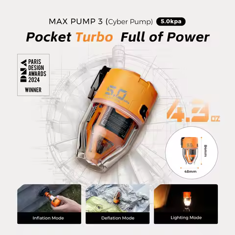 FLEXTAIL MAX PUMP 3 - 电动气泵、便携式野营泵，带 3 级环境光，适用于气床、睡垫、真空袋