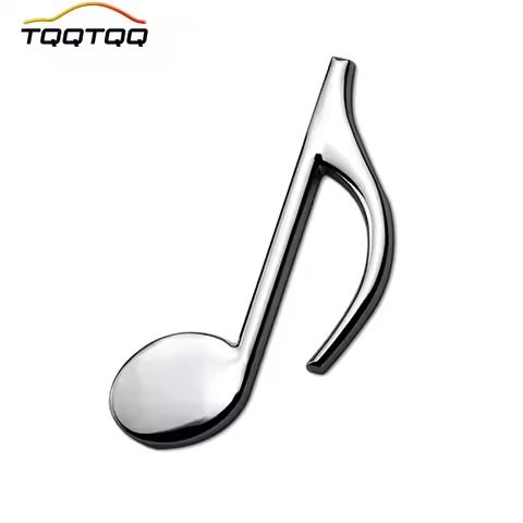 TQQTQQ 1 件汽车装饰贴纸 音符车贴 汽车标志 金属车贴 音符车标