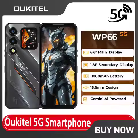 OUKITEL WP66 11000mAh 三防智能手机，36GB+512GB 6.6 英寸 FHD+ 1.81 英寸双屏 120Hz，108MP NFC MTK 5G 手机，Android 16