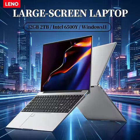 LENO 15.6 英寸游戏笔记本电脑 32GB RAM 2TB SSD 英特尔 N6500Y Windows 11 笔记本电脑 5000mAh 背光键盘指纹解锁办公电脑