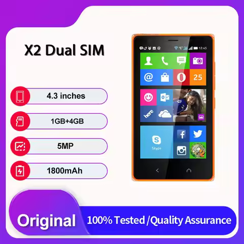 原装无锁 X2 双 SIM 卡 (2014) 3G 1800mAh 4.3 英寸 5MP 蓝牙 4GB 1GB RAM 手机