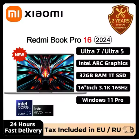 小米红米 Book Pro 16 2024 笔记本电脑英特尔 Ultra5 125H 7 155H RAM 32GB SSD 1TB 16 英寸 3.1K 165Hz 笔记本超极本电脑 PC
