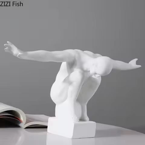 黑白人物雕像工艺品人物树脂艺术品办公桌装饰抽象肖像雕塑北欧家居装饰现代