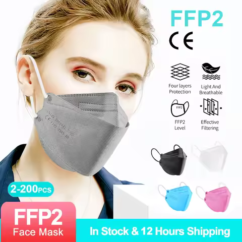 成人 4 层 CE FFP2 KN95 口罩呼吸器织物面罩 FFP2 睫毛过滤嘴防尘可重复使用 ffp2 面罩
