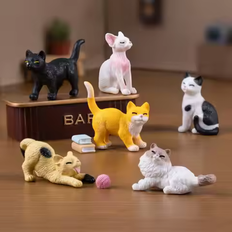 3/6 件 DIY 微景观树脂猫装饰品动物微型仙女花园装饰小猫雕像家居装饰配件