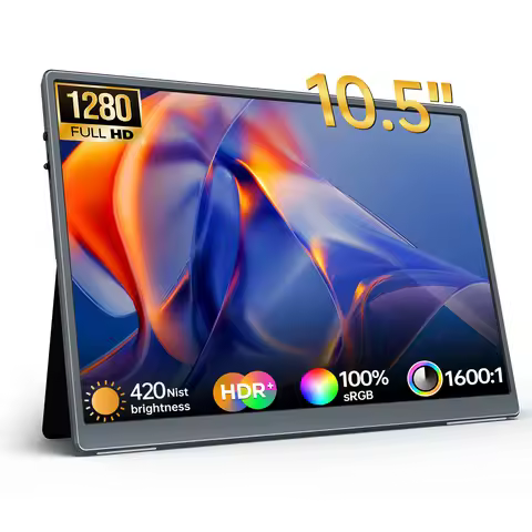 HAILESI 10.5 英寸 100% sRGB 1280P 便携式显示器游戏笔记本电脑显示屏，带 C 型迷你 HDMI 适用于 PS/Steam/Deck/Switch/PC