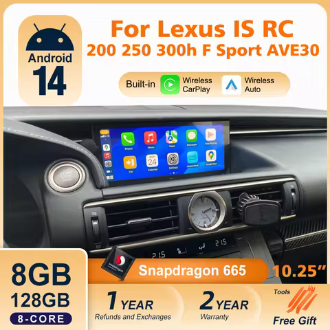 Android 14 汽车收音机适用于雷克萨斯 IS RC 200 250 300 350 200t 300h 2013-2019 128GB 多媒体视频播放器 CarPlay Autoradio 4G