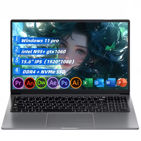 15.6 英寸英特尔 N95 GTX1060 游戏笔记本电脑便携式笔记本电脑 32GB DDR4 1TB SSD Windows 11 笔记本电脑游戏玩家背光键盘