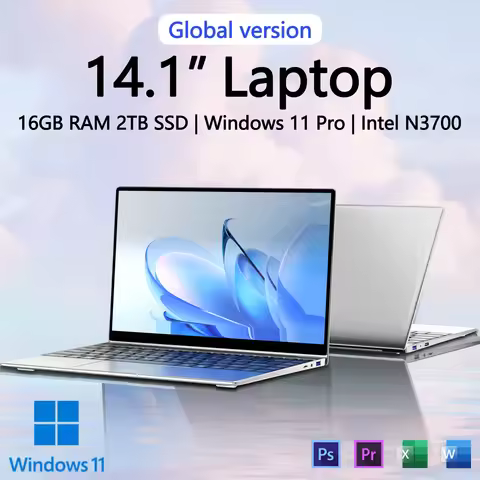 全新超薄笔记本电脑 14.1 英寸 16GB RAM 2TB SSD 英特尔 4405U 游戏电脑 1920*1080 显示屏办公学习电脑 PC Windows 11 Pro